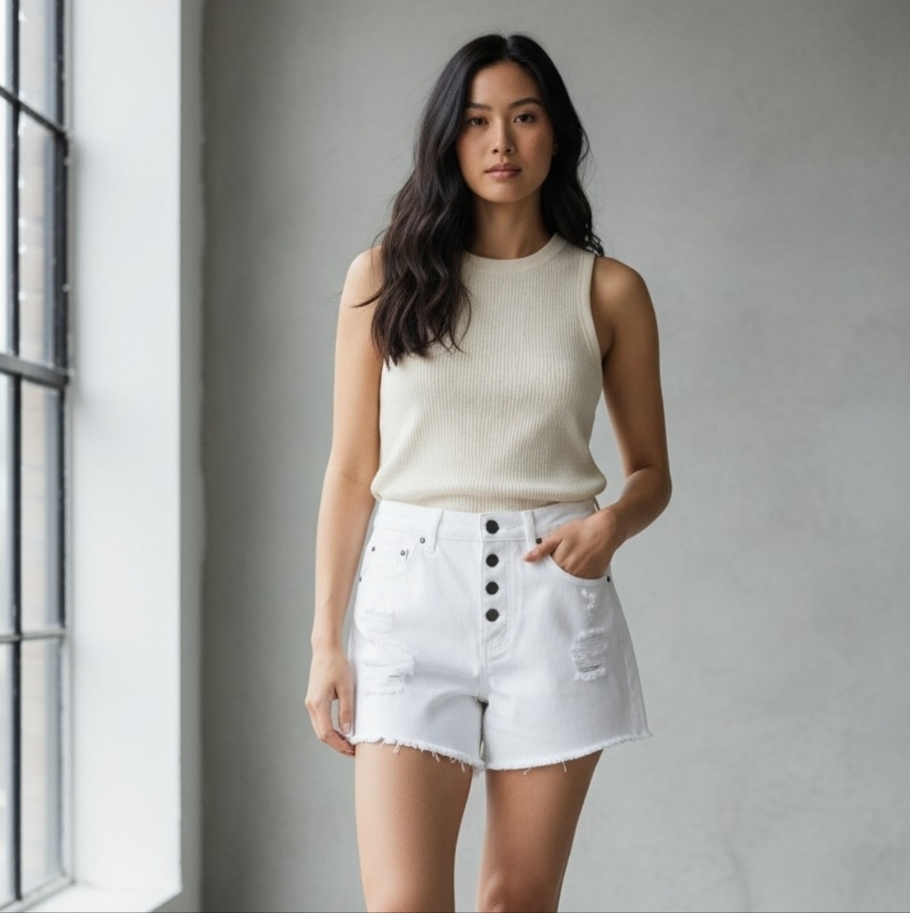 Steve Madden BB Dakota White Denim Shorts Size 27